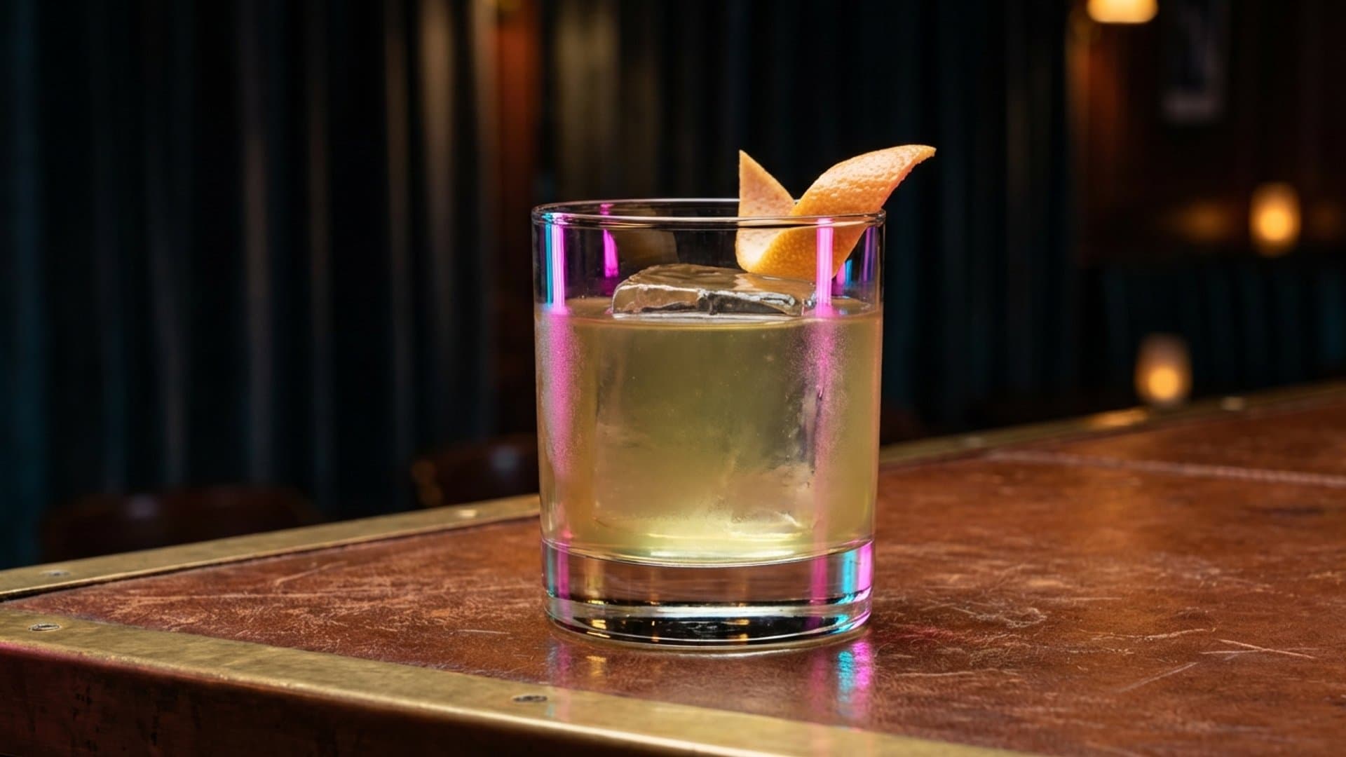 Bitter Meridian cocktail in a rocks garnished with grapefruit peel
