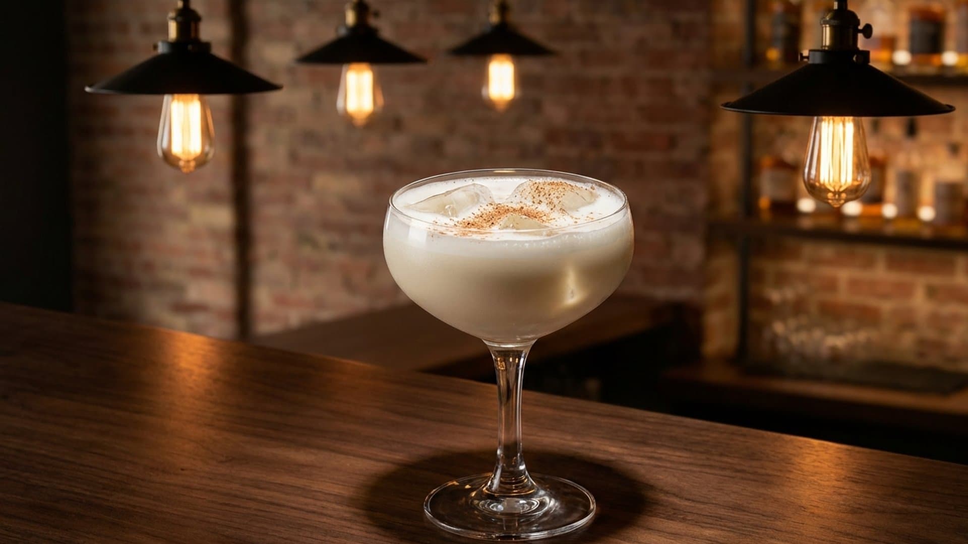 Port Royal Nightcap cocktail in a coupe garnished with Orange peel expressed and discarded, or freshly grated nutmeg