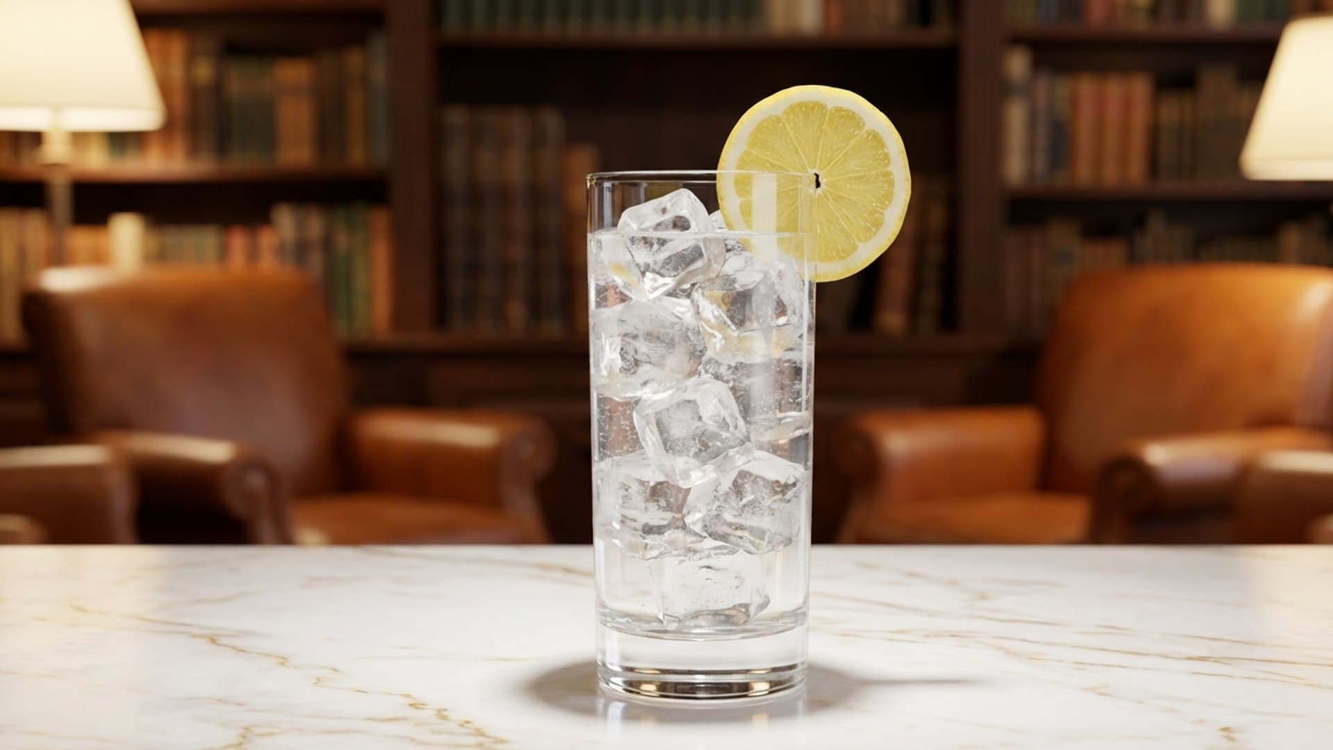 Citrus Bloom Tonic cocktail in a highball garnished with lemon wheel