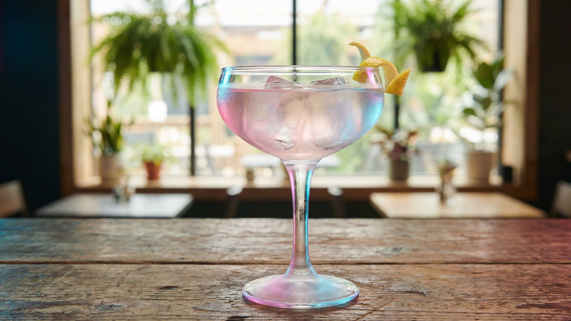 Citrus Edge cocktail in a coupe garnished with lemon twist