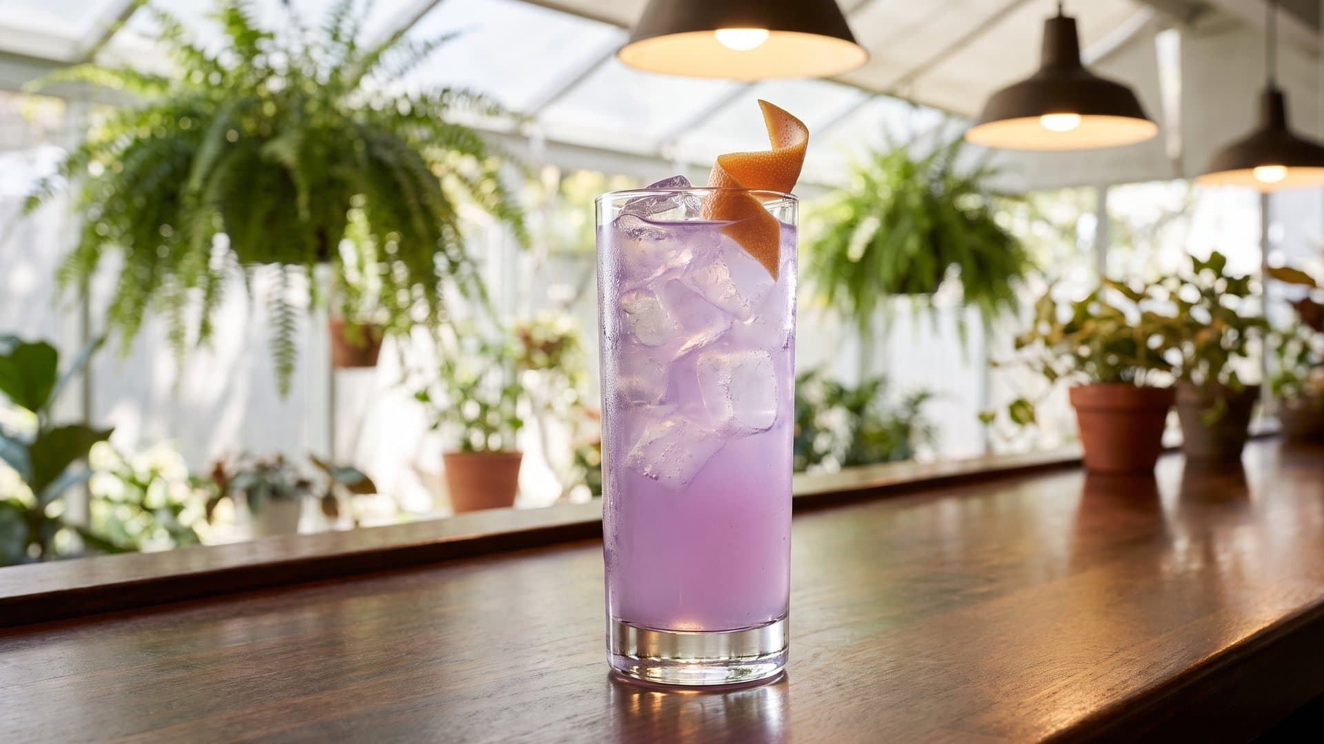 Fiesta Blanca cocktail in a highball garnished with grapefruit twist